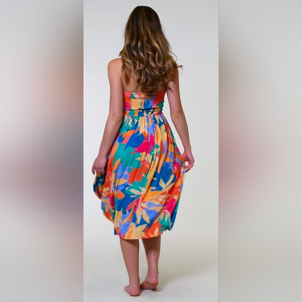 LA BLANCA Multicolor Halter Midi Dress - Vibrant Floral Print - Picture 2 of 10